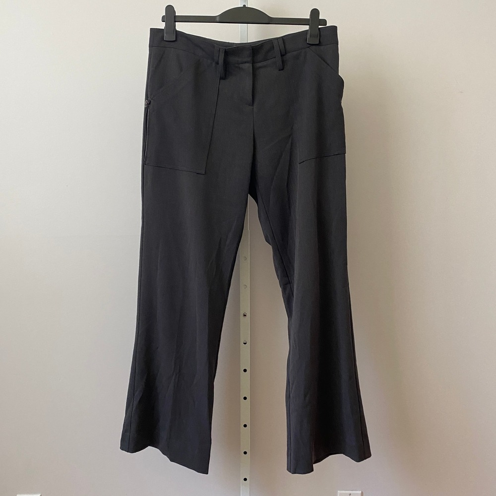 BCBGMAXAZRIA 12 Black‎ Dress Pants Zip Pocket Flare Leg Trousers Workwear